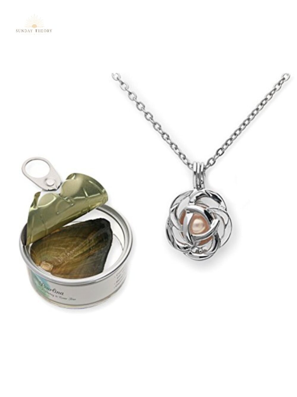 Real Freshwater Pearl Necklace Set with Oyster, Rose Cage Locket Pendant,